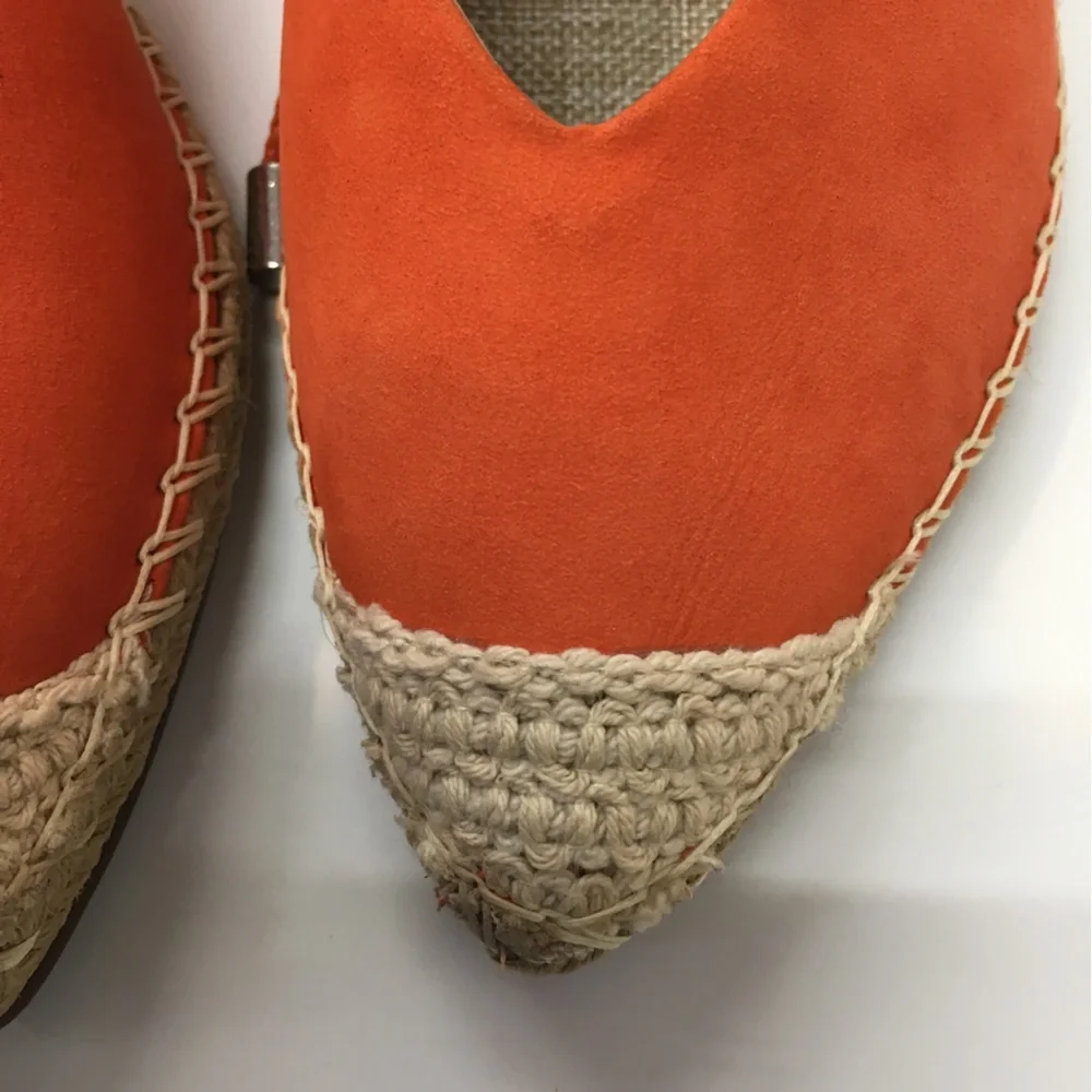 SCHUTZ Pointy Toe Sling Back Sandals 7.5 Orange Spring Casual Resort Vacation